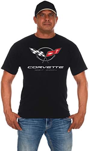 JH DESIGN GROUP Мъжка Тениска Chevy Corvette С логото на серия C5, Черна Риза с кръгло деколте