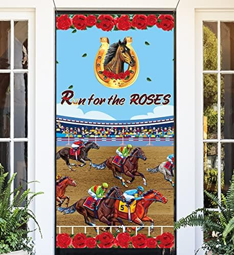 Аксесоари за парти в Кентъки Дерби -рамка, която да корица Run for The Roses, Банер за Деня на Дербито, Банер