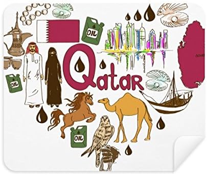 Катар Любов Сърцето Пейзаж на Национален Флаг Плат За Почистване на Екрана за Пречистване на 2 елемента Замшевой Тъкан