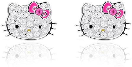 Дамски обеци-Карамфил от прозрачен кристал Hello Kitty - Обеци със сребърно покритие Hello Kitty - Бижута Hello Kitty - Официалната разрешително