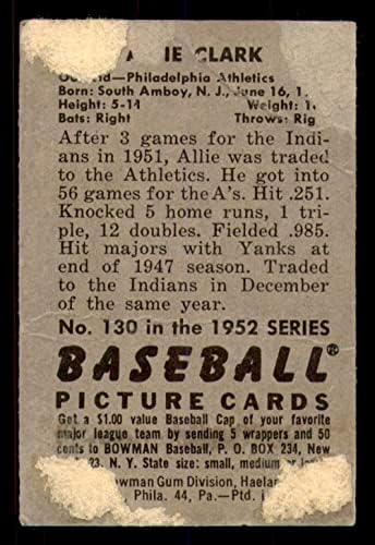 1952 Боуман # 130 Ели Кларк Филаделфия Атлетикс (Бейзболна картичка) ЛОША атлетика