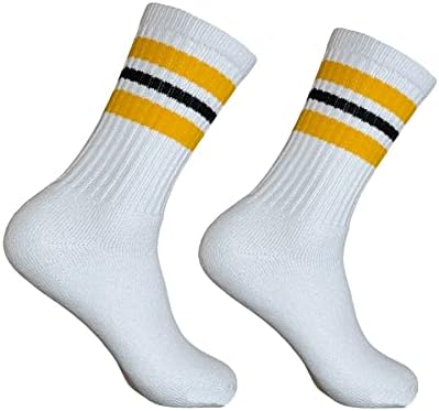 Шарени чорапи за екипажа на SuNi Apparel - Мъжки Чорапи на райета в стила на ретро - Шарени Памучни спортни