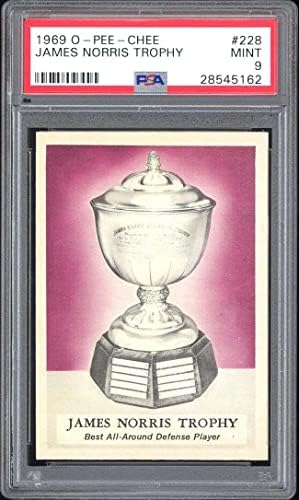 1969 O-Pee-Chee #228 Джеймс Норис Trophy Фил Эспозито Жълто Името на PSA 9 РЯДКА! - Грозен Хокей карта