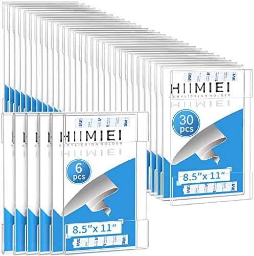 Акрилни Стенен държач за означения HIIMIEI 8,5x11 с лента 3 М. (6 опаковки + 30 опаковки)