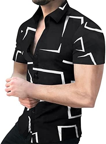 XXBR, Мъжки ризи с копчета, Летни мъжки ризи с отложным яка, къс ръкав, обикновена Есенни Бизнес Ежедневни Потници, тениска, без съединителни струва по-малко от 10 долар
