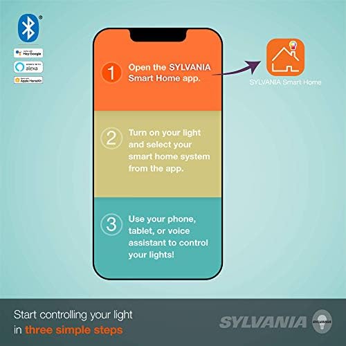 Led лампа SYLVANIA SMART + Bluetooth с прозрачна нишка с нажежаема жичка, мека Бяла A19, Съвместима с Алекса, Apple HomeKit и Google Assistant, 1 опаковка