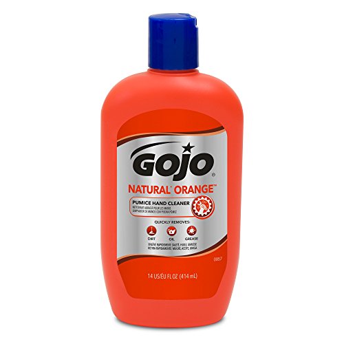 Препарат за измиване на ръцете с натурална портокалова пемза GOJO, 14 течни унции, бързо действащ Лосион за измиване на ръцете, бутилка за екстракция с панти капак (опа