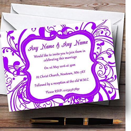 Персонални Покани на Вечер на рецепция в стил Card Zoo White & Purple Завъртете Deco