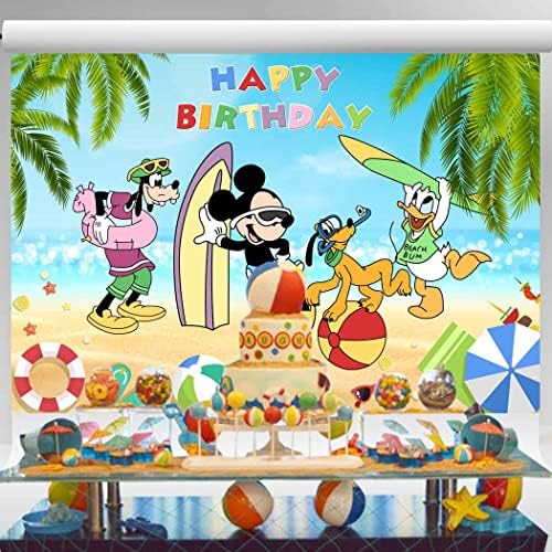 На фона на Плажната парти с Мики Маус и приятели за Момчета, Синьо Тропически Океан с Палмово Дърво, Cartoony