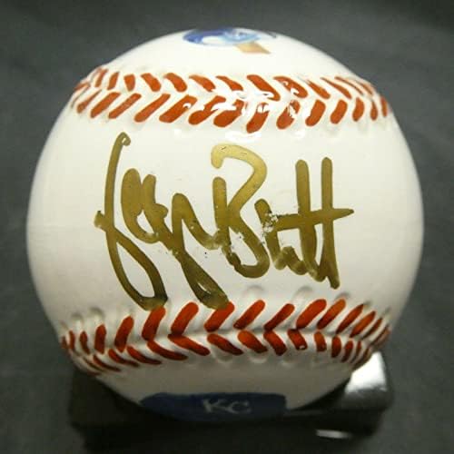 Джордж Брет КОПИТО Подписа снимка на Бейзбол с JSA COA - Бейзболни топки с автографи