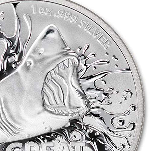 Сребърна монета на Австралийската Голяма Бяла акула 2021 AU 1 унция (в капсули) Диамант, без да се свържат със сертификат за автентичност от CoinFolio за 1 долар .