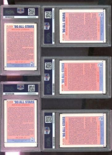 1990-91 Fleur Всички звезди 5 Майкъл Джордан PSA 9-АЗ Градуированная карта NBA 90 КАТО Баскетболни карти на