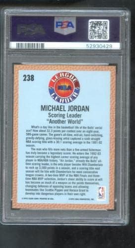 1992-93 Fleur 238 Майкъл Джордан PSA 10-Точкова Карта, Забивающий Лидер Лига на НБА - Баскетбол карта, без