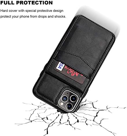 Чанта-портфейл KIHUWEY за iPhone 11 Pro Max с Притежател на кредитна карта, Кожена поставка с Магнитна Закопчалка Премиум-клас, Сверхпрочный Защитен калъф за 11 Pro Max 6,5 инча (чер