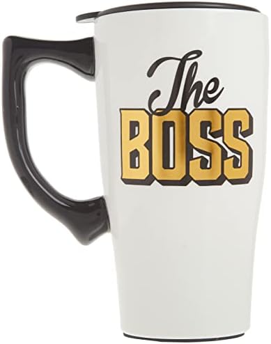 Spoontiques - Керамични Пътни чаши - The Boss Cup - Топли или Студени напитки - Подарък за любителите на кафе