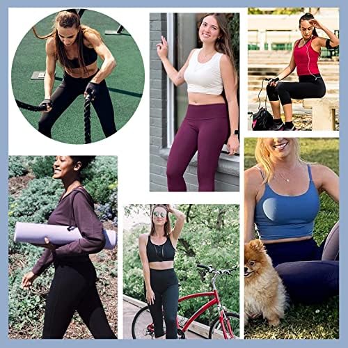 3 Опаковки Леггинсов с джобове за жени, Меки Спортни Панталони за йога с контрол на корема и висока талия (размер