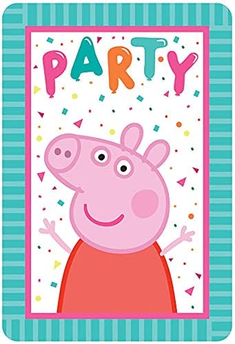 Хартиена Картичка с Конфети за парти от Amscan Peppa Pig - 4 1/4 x 6 1/4 | Многоцветен | Комплект от 8