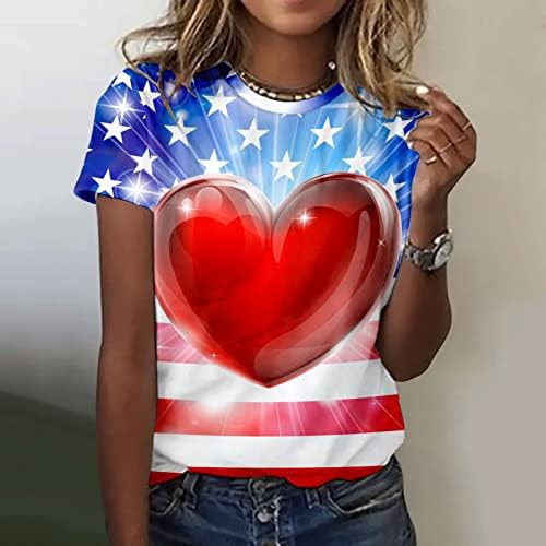 Патриотични Ризи за Жени, Тениска с Флага на САЩ, Летни Ежедневни Блузи, тениски с Къс Ръкав, Удобна Свободна Модерна Блуза