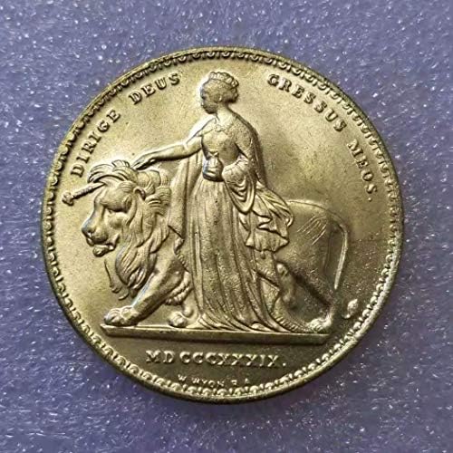Kocreat Копие на УНА и Лъв 1839 Кралица Виктория 5 Британска Монета е Точно Копие на Великобритания Сребърен Долар Пенс Златна Монета Кралската Сувенирни Монети