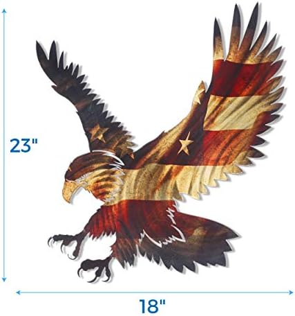 Next Gardena 3D Метален Стенно изкуство - Стенен декор с Белоголовым орел и флага на сащ - Стенно изкуство в патриотичен стил Кънтри - Ръчна изработка в САЩ за използване на