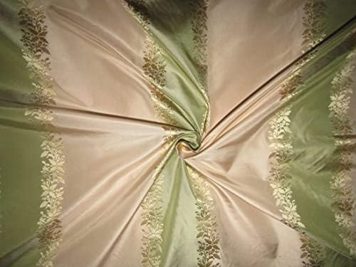 Жаккардовая ивица пастельно-зелен и телесно-розов цвят от коприна, тафта в ивицата 54 ярда