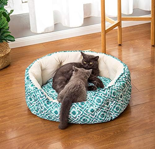 Голямо легло за котки LUCKITTY 25 См, Двустранен възглавница от плюшено Кадифе и водоустойчив Оксфорд, Лесно се Износва, Овални Геометрични легла за домашни любимци за г