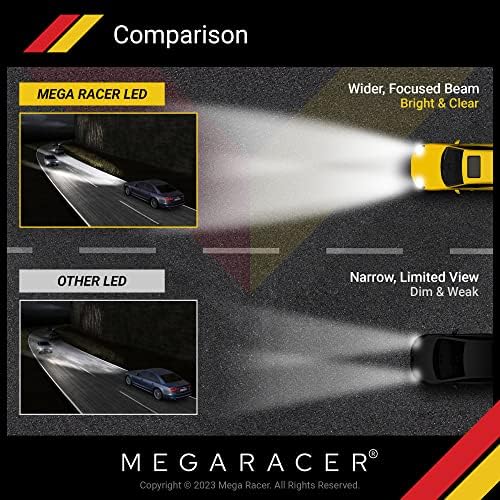 Led лампа за фаровете Mega Racer 9005/HB3/9145/H10, 3 Сменяеми цветове на Сменяеми лампи (6000 До бриллиантово-бяло, 3000 До златисто-жълто 4300 К-топло бяло), 50 W 8000 Лумена, led чипове IP68, оп?