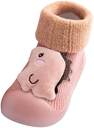 Пешеходни чорапи за малки момичета, терлици за деца, Обувки за момичета И Момчета, Детски Топли Чорапи, Меки Гумени Чорапи в стил Мозайка (Розово, 3-6 месеца)