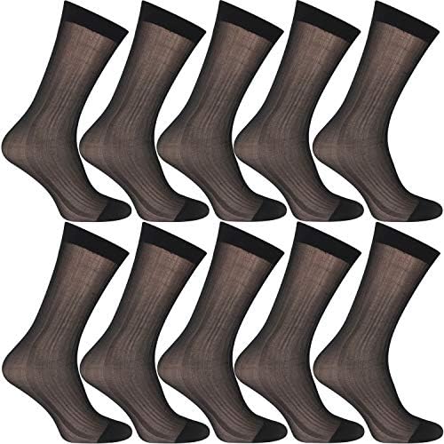 Uaussi 10 Чифта мъжки ултра тънки Чорапи под Рокля, Копринени Прозрачни Бизнес Чорапи, Меки Найлонови Работни