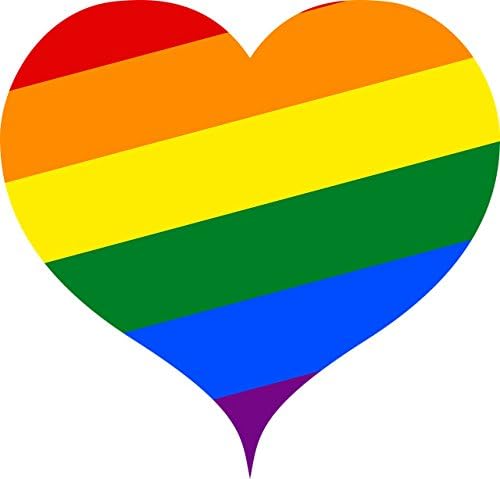 Rogue River Тактически 4 Пакета Дъгата Флаг Сърцето на Автомобилна Броня Стикер Стикер Гей-Гордост на ЛГБТ Гей Лесбийки Бисексуални Трансгендер Подкрепа (Сърце)
