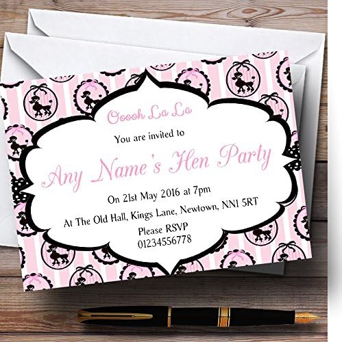 Персонални Покани за участие в Розово Парижки Пудел Парижки Шик моминско парти