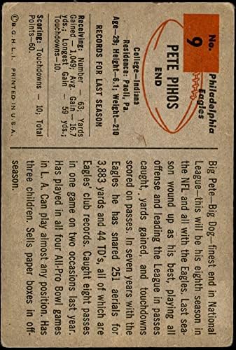 1954 Боуман # 9 Бр Пихос на Филаделфия Ийгълс (Футболна карта) Карта Дина 2 - ДОБРИ орли