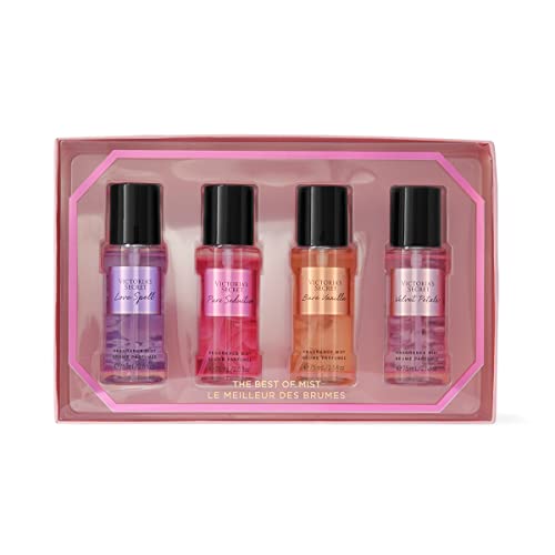 Подаръчен комплект на Victoria ' s Secret Fragrance Mist Collection Mini Mist от 4 теми: Любовни Гадания, Чисто