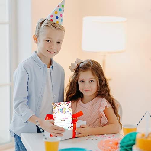 RLCNOT Покани, Картички за Рожден Ден с Конвертами, Определени от 20 Шоколади, Покани за парти в чест на Деня на Раждане за деца, Момчета или Момичета, Празнуване на детс?