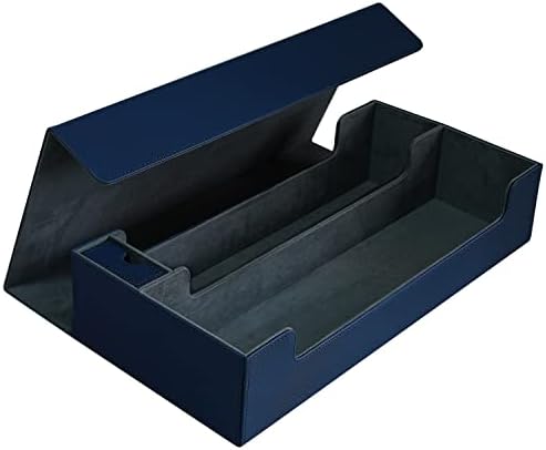 Scimi Large Premium Double Deck Case Кутия за карти с 800 ръкав Калъф за карти с голям комплект и чекмедже за игра на зарове е Подходящ за MTG/TCG/CCG (black /blue)