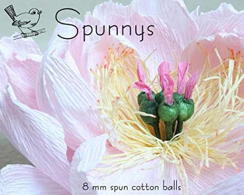 Асортимент от 120 Усукани памучни топки с диаметър от 6 до 25 мм - 8 размери - Идеална за цветя от гофрирана