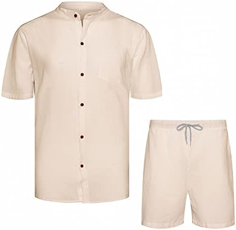 Мъжки Бельо комплект AOTORR от 2 теми, Риза с копчета с къс ръкав и Къс Плажен Костюм