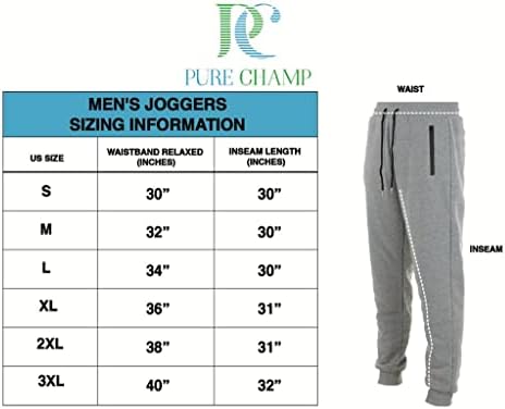 Мъжки Спортни Панталони за джогинг PURE ШАМПИОН, 3 опаковки Руно, Активни Спортни Панталони за Джогинг, с Джоб с цип и завязками, Размер S-3XL