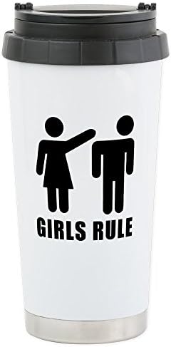 Пътна Чаша за напитки Truly Teague От неръждаема Стомана с Черно-бели Символи: Правило момичета