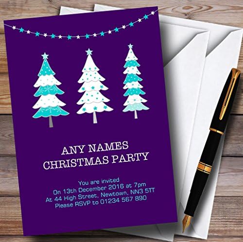 Пощенска картичка Zoo Xmas Trees Лилав Цвят С Персонализираните Покани за Коледа/Нова Година/Празнично парти