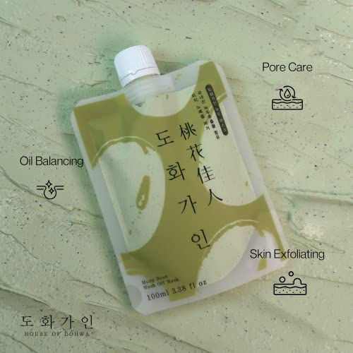 House of Dohwa, Смывающая маска за лице от Mung зърна l Съставки на вътрешното производство, средство за борба с отделяне на себум l Продукт от Корея - 3,38 течни унции
