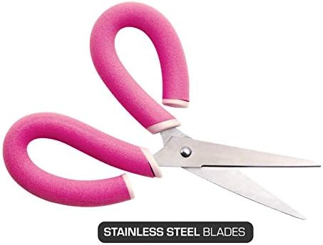 Това академични ножици с подушечным изземване, с удобни дръжки, тъп връх, с дължина 8 см, подходящи за използване в класната стая, розови