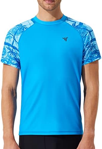 YOVVI UPF 50 + Мъже Риза за Плуване Защита От Акне С Къс Ръкав SPF Риболов Бягане на Открито UV Риза Туризъм