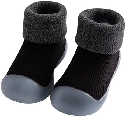 Чорапи за разходки, за момчета и Момичета, Детски Топло обувки, Гумени Чорапи За момчета, Чорапи за деца, Обикновена Чорапи за деца (черен, 3-3,5 години)